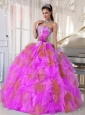 Ball Gown Sweetheart Organza Long Discount Quinceanera Dresses witih Appliques