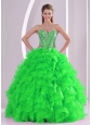 Ball Gown Sweetheart Ruffles and Beading Organza Perfect Quinceanera Dresses in Sweet 16
