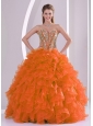Elegant Ball Gown Sweetheart Ruffles and Beaded Decorate Discount Quinceanera Dresses in Sweet 16