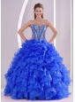 Royal Blue Sweetheart Ruffles and Beaded Decorate Cute Quinceanera Dresses On Sale