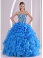 Ruffles and Beaded Decorate Sweetheart Long Perfect Quinceanera Dresses with Lace Up