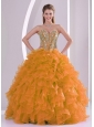 Orange Sweetheart Beautiful Unique Quinceanera Dresses with Ruffles and Beading