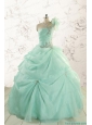 2015 Apple Green One Shoulder Cheap Quinceanera Dresses with Appliques