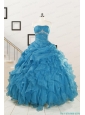2015 Elegant Strapless Blue Quinceanera Dresses with Beading and Ruffles