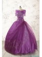 2015 Formal Sweetheart Appliques Purple Quinceanera Dresses