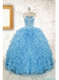 2015 Pretty Sweetheart Baby Blue Sweet 15 Dresses with Beading