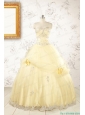 2015 Cute Beading Light Yellow Quinceanera Dresses