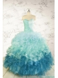 2015 Prefect Blue Quinceanera Dresses with Beading and Ruffles
