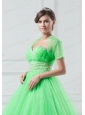 Exquisite Open Front Organza Spring Green Quinceanera Jacket For 2014