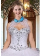 Exquisite Organza Blue Sleeveless Quinceanera Jacket With Ruffles