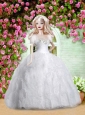 White Quinceanera Doll Dress With Appliques And Rolling Followers