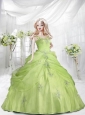 Yellow Green Quinceanera Dress For Quinceanera Doll With Appliques And Ruffles