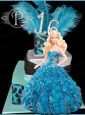 Beading And Ruffles Quinceanera Dress For Quinceanera Doll In Blue