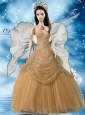 Gold Sequins Quinceanera Dress For Quinceanera Doll