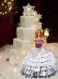 Silver Quinceanera Dress For Quinceanera Doll With Ruffled Layers