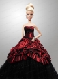 Wine Red Quinceanera Dress For Quinceanera Doll With Beading