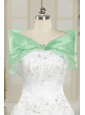 Beautiful Organza Beading Apple Green Shawls for 2014
