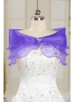 Organza Beading Purple Cheap Prom Shawls