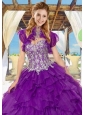 Fashionable Organza Quinceanera Jacket in Purple with Ruffles