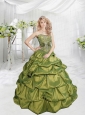 2015 Unique Beading and Hand Made Flower Quinceanera Dresses in Green
