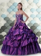 2015 Wonderful Sweetheart Pick Ups and Appliques Quinceanera Dresses in Purple
