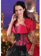 Beautiful Taffeta Bowknot Red and Black Quinceanera Jacket With Front Closure
