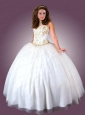 Beautiful Tulle Sequins and Beading Quinceanera Dress in White