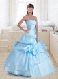Elegant Baby Blue Strapless Quinceanera Dress with Appliques