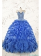 Hot Sale Beading Royal Blue Sweet 15 Dresses with Sweep Train