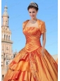 New Style Taffeta Orange Quinceanera Jacket with Embroidery