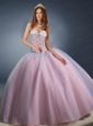 Newest Sweetheart Pink Quinceanera Dresses with Beading and Sequins
