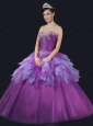 Romantic Purple Tulle Ruffles and Beading Quinceanera Dress
