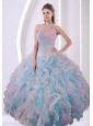Sweetheart Beaded Decorate Long Quinceanera Dress with Special Fabric