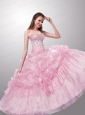 Wonderful Sweetheart Beading and Pick-ups Baby Pink Dresses for Quinceanera