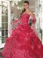 2015 Exclusive Sweetheart Embroidery Dress for Quinceanera in Red