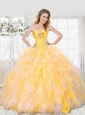 2015 Exquisite Light Yellow Dresses For Quinceanera with Beading and Ruffles