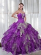 2015 Fashionable Appliques and Ruffles Sweet 16 Dresses in Multi-color
