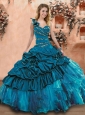 2015 Latest Teal Dress For Quinceanera with Beading and Ruffles
