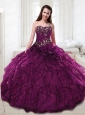 2015 Wonderful Purple Quinceanera Dresses with Appliques and Ruffles
