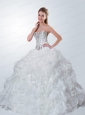 Customize Sweetheart Beading Quinceanera Dresses in White For 2015