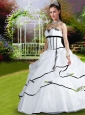 Romantic Strapless Appliques and Pick-ups White Quinceanera Gowns For 2015