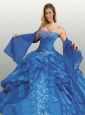 The Super Hot Strapless Blue Quinceanera Dress with Appliques and Pick-ups