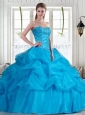 2015 Brand New Baby Blue Quinceanera Dresses with Beading and Pick-ups