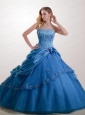 2015 Exclusive Appliques  and Pick-ups Quinceanera Dresses in Blue