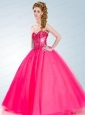 2015 The Most Popular Hot Pink Quinceanera Dress with Beading and Sequins