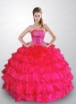 Cheap Hot Pink Sweet Sixteen Dresses with Beading and Ruffle Layers