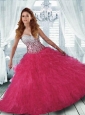 Classical Hot Pink Quinceanera Dress with Beading and Ruffles