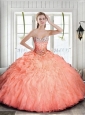 Discount Sweetheart Beading Quinceanera Dress with Ruffles in Peach