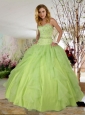 Modern Spring Green Sweetheart Beading Tulle Sweet 16 Dress