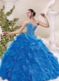 Sweetheart Beading and Ruffles Blue Quinceanera Dresses for 2015